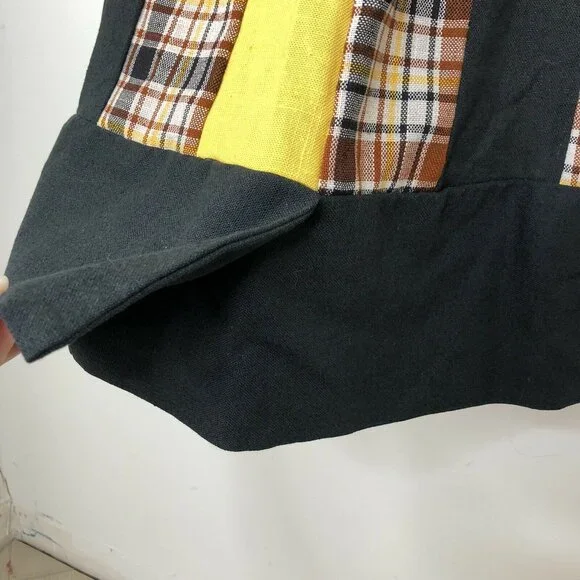 Vintage Chessa Davis Maxi Skirt Women's Medium Black Yellow Check Cottagecore - Picture 4 of 8